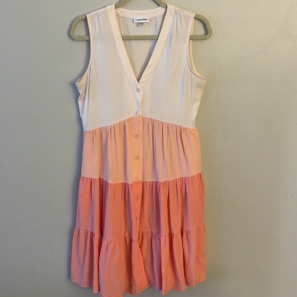 Calvin Klein Dress Rayon Ombre Orange Coral size 4 - Picture 4 of 7